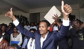 BABU Owino celebrates after wining the SONU Chairman Seat