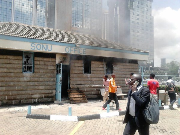 SONU office that was set ablaze by rioting UON students