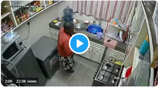 Watch As Stupid Househelp Urinates In Kitchen And Dumps Her