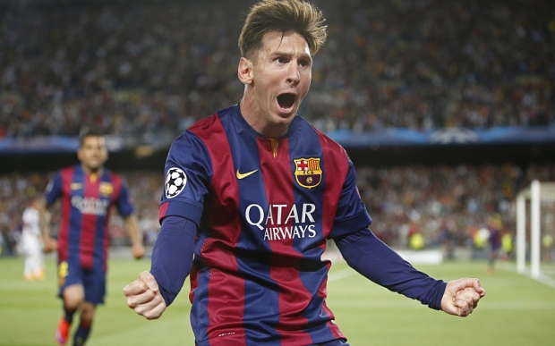 Football - FC Barcelona v Bayern Munich - UEFA Champions League Semi Final First Leg - The Nou Camp, Barcelona, Spain - 6/5/15 Barcelona's Lionel Messi celebrates scoring their first goal Reuters / Gustau Nacarino