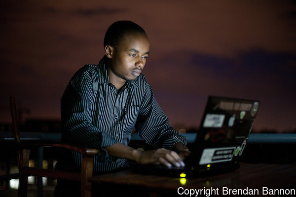 Sammy Njoroge, a mobile app developer at work in Nairobi, Kenya's i-Hub, a creative space for technology incubation where fast internet speeds attract like minded professionals working on mobile, computer and sms applications.